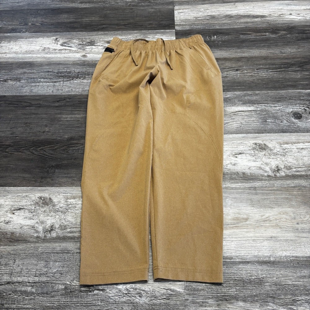 Under Armour Unstoppable Airvent Tap Pants Womens Small Khaki Tan Loose Fit